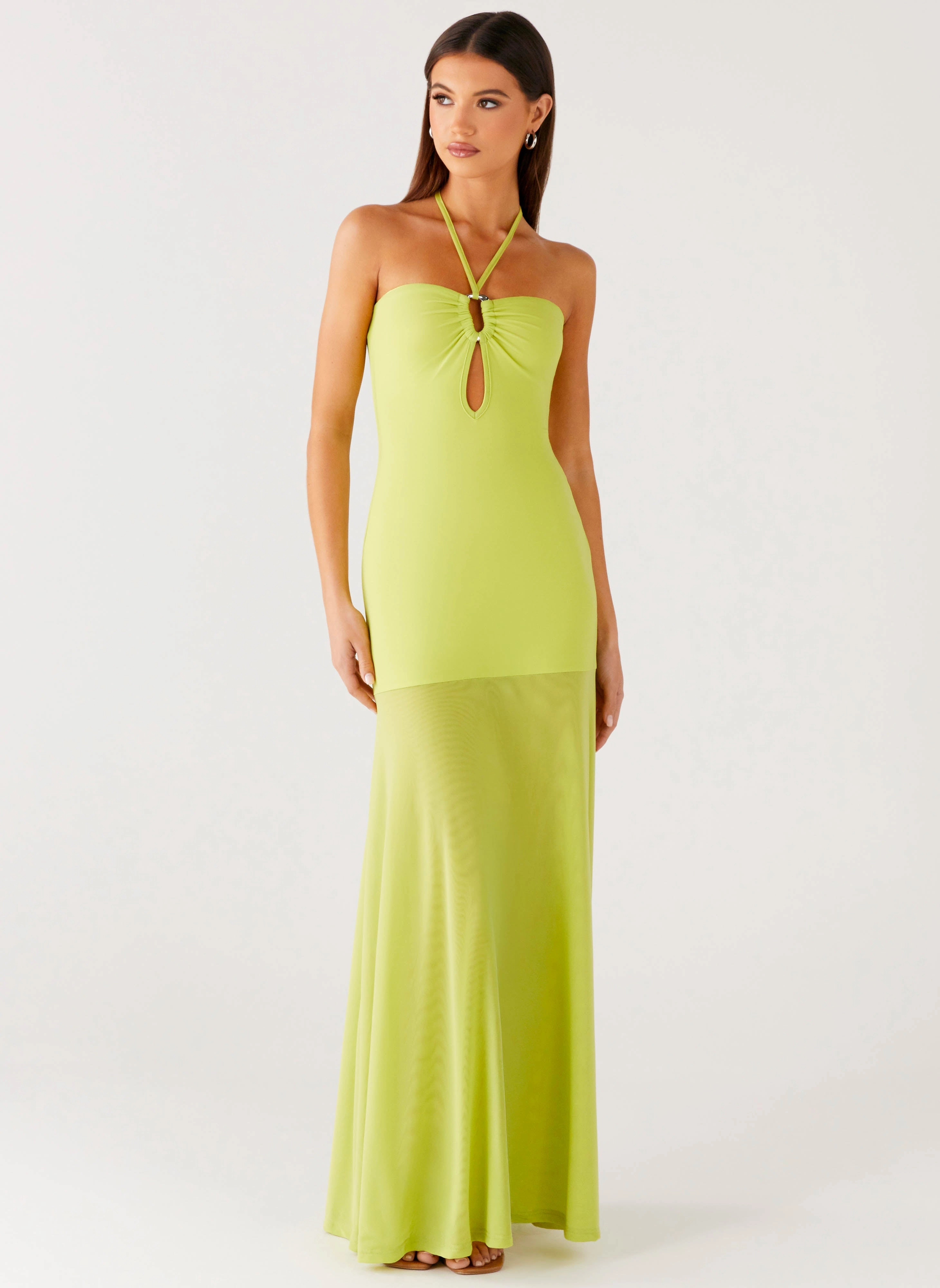 Claria Maxi Dress - Lime Fresh Texture