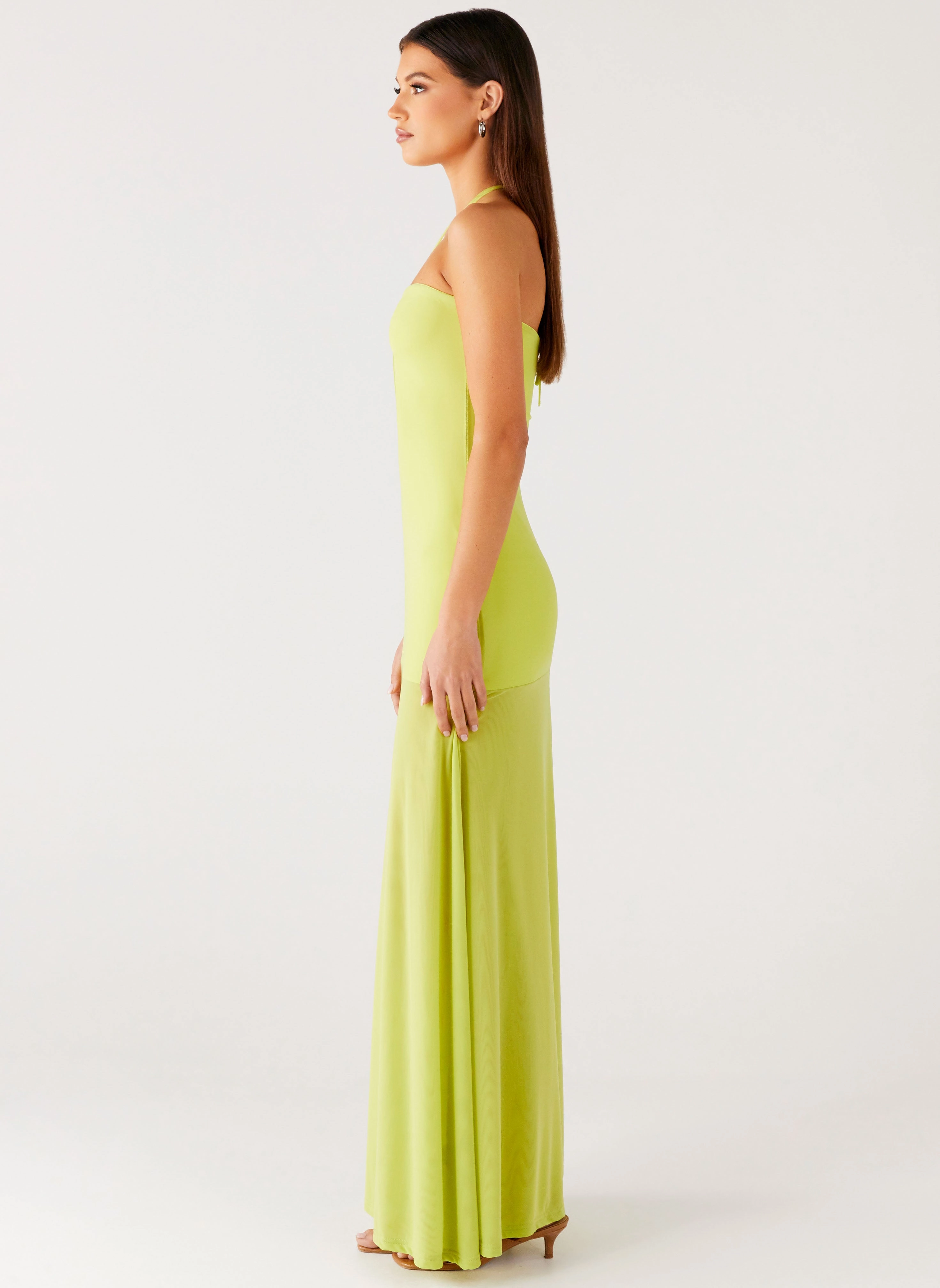 Claria Maxi Dress - Lime windproof Elegant Outline