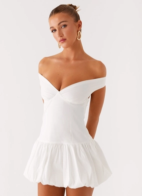 Endless Romance Off Shoulder Mini Dress - White Artistic Shape Shade Soft