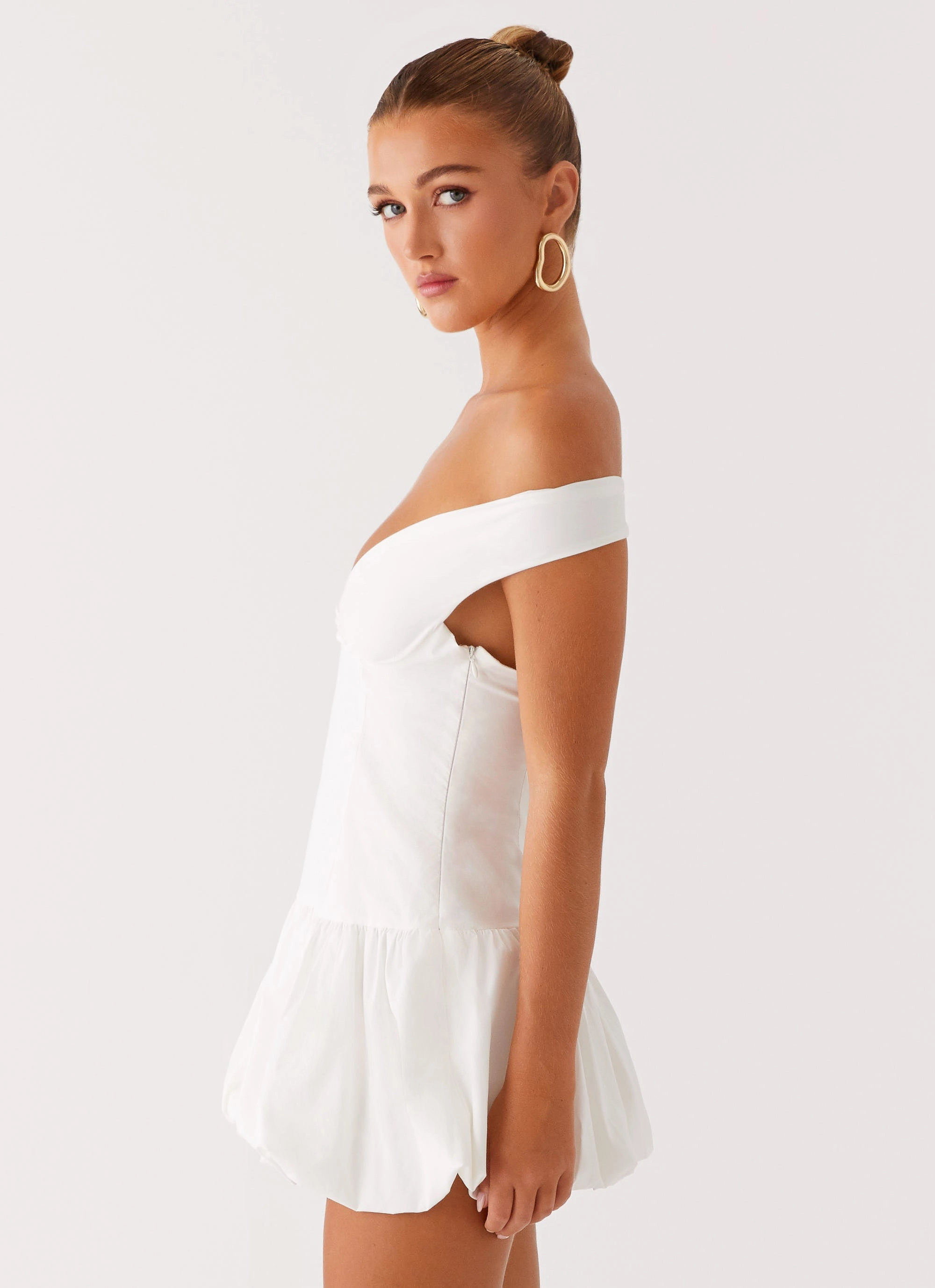 Endless Romance Off Shoulder Mini Dress - White Chic Spirit Soft Appeal