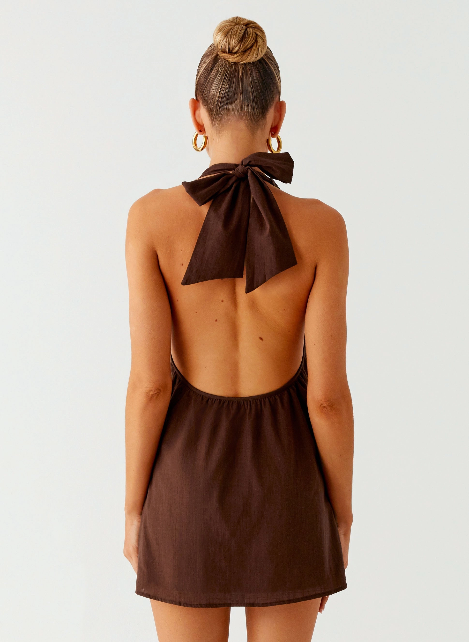 Jepsen Halter Mini Dress - Chocolate Chic Ensemble Versatile Touch