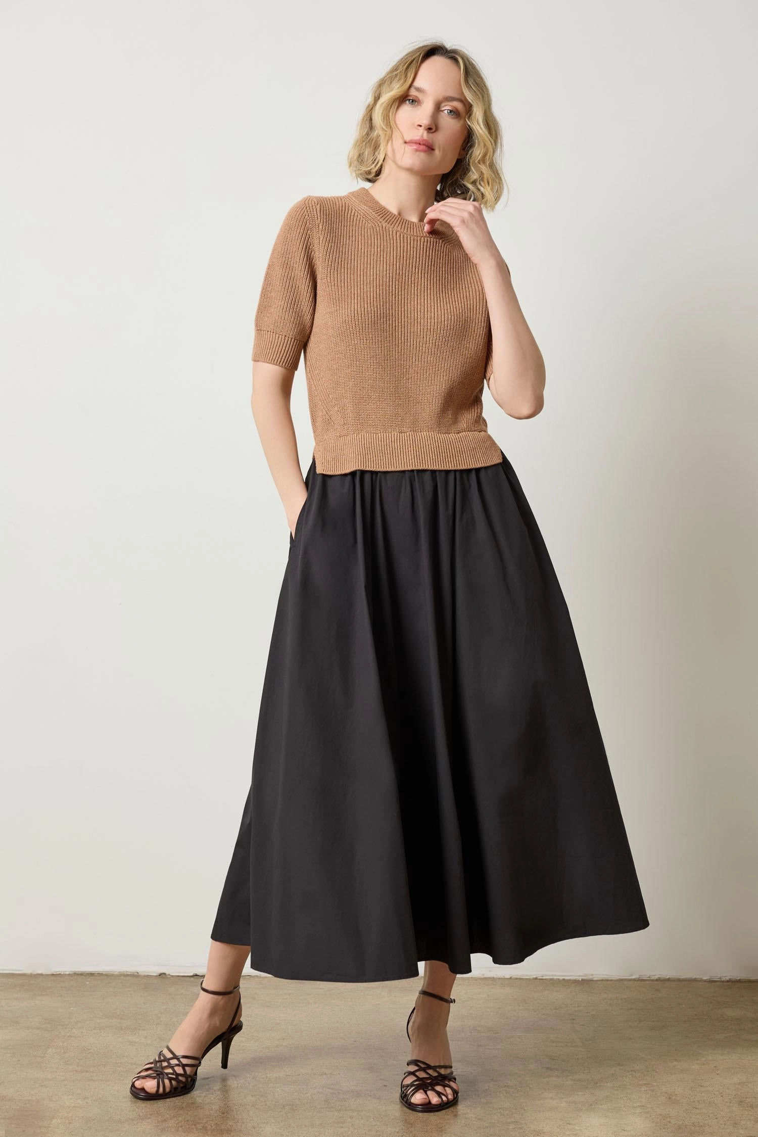 Family Glow Fresh Glow Mixed Media Dress in Acorn