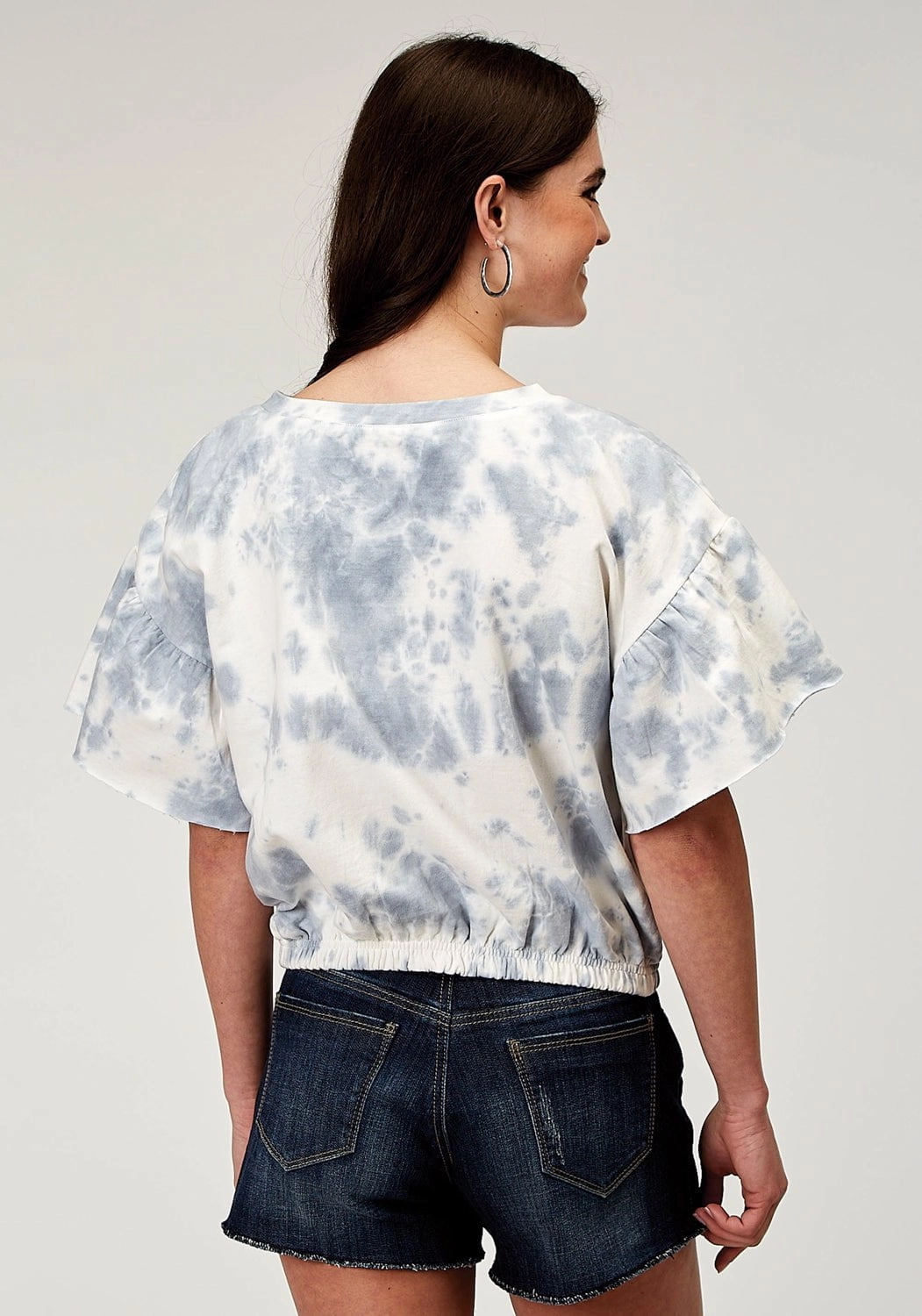 Cozy Feel Roper Womens Tie Dye French Terry Blue 100% Cotton S/S T-Shirt