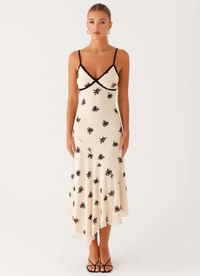 Satin-Sleeve Smooth Motion Amelia Midi Dress - Nude