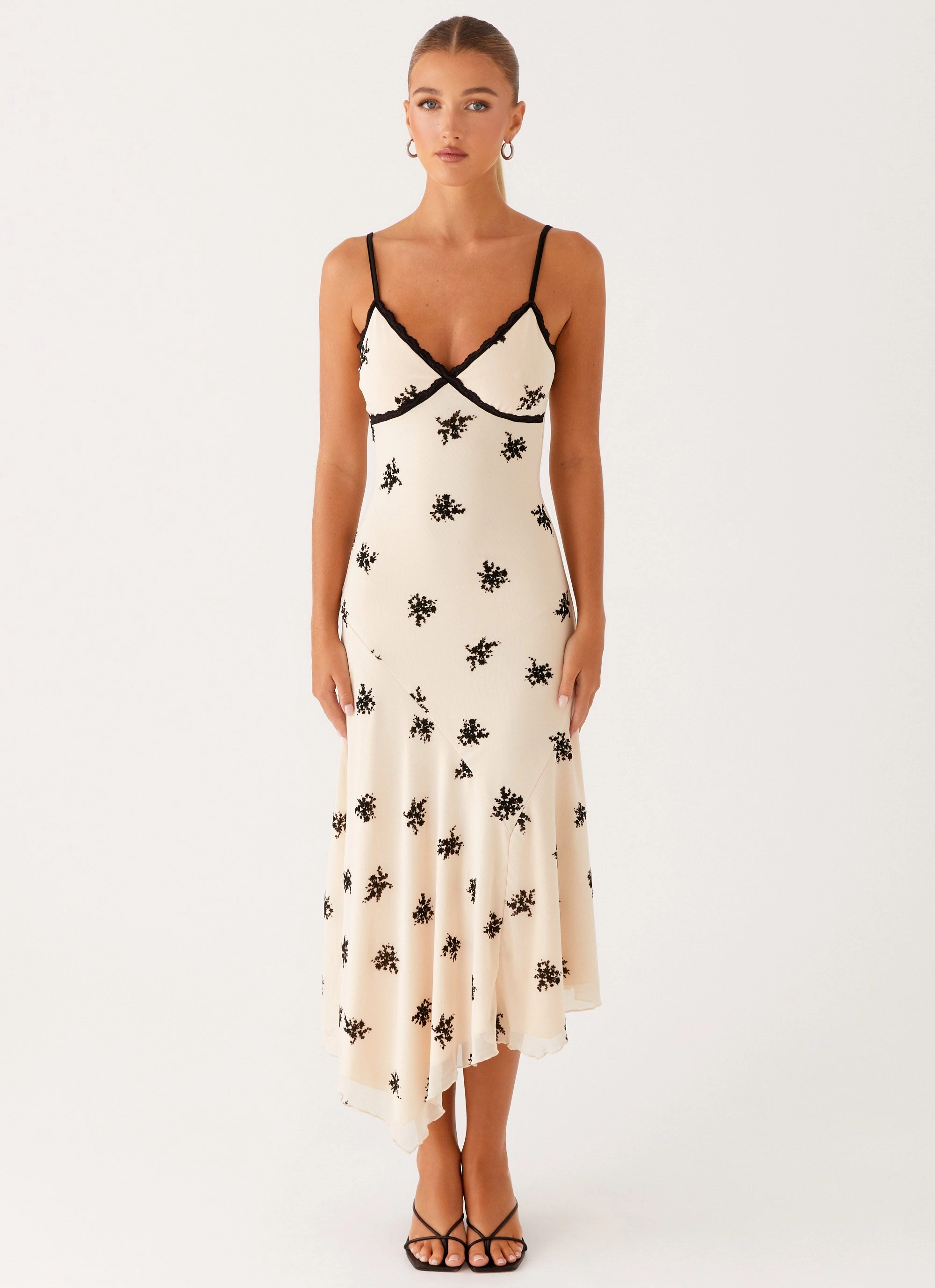 Satin-Sleeve Smooth Motion Amelia Midi Dress - Nude