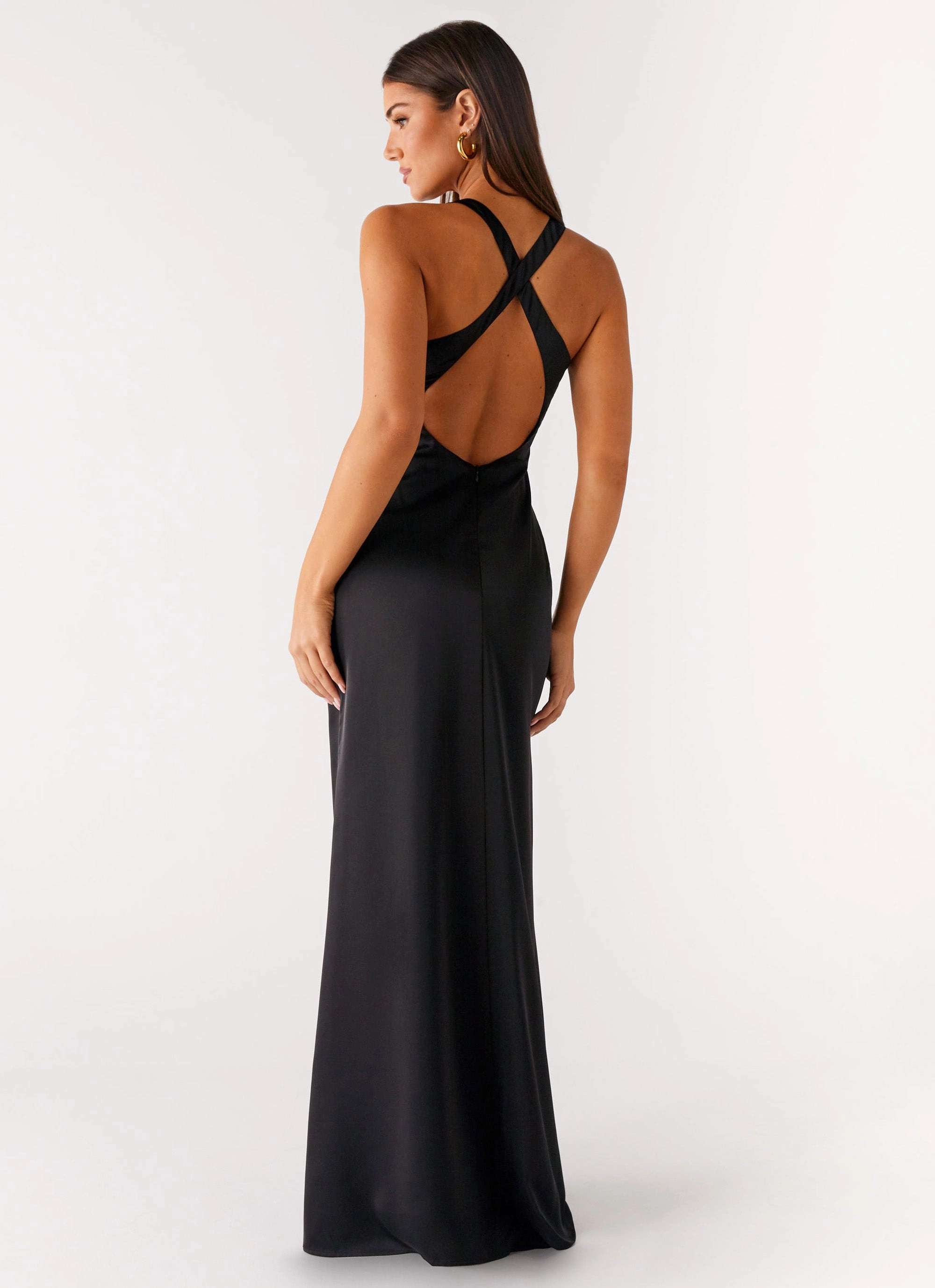 Quick Elegance Desi Halterneck Maxi Dress - Black