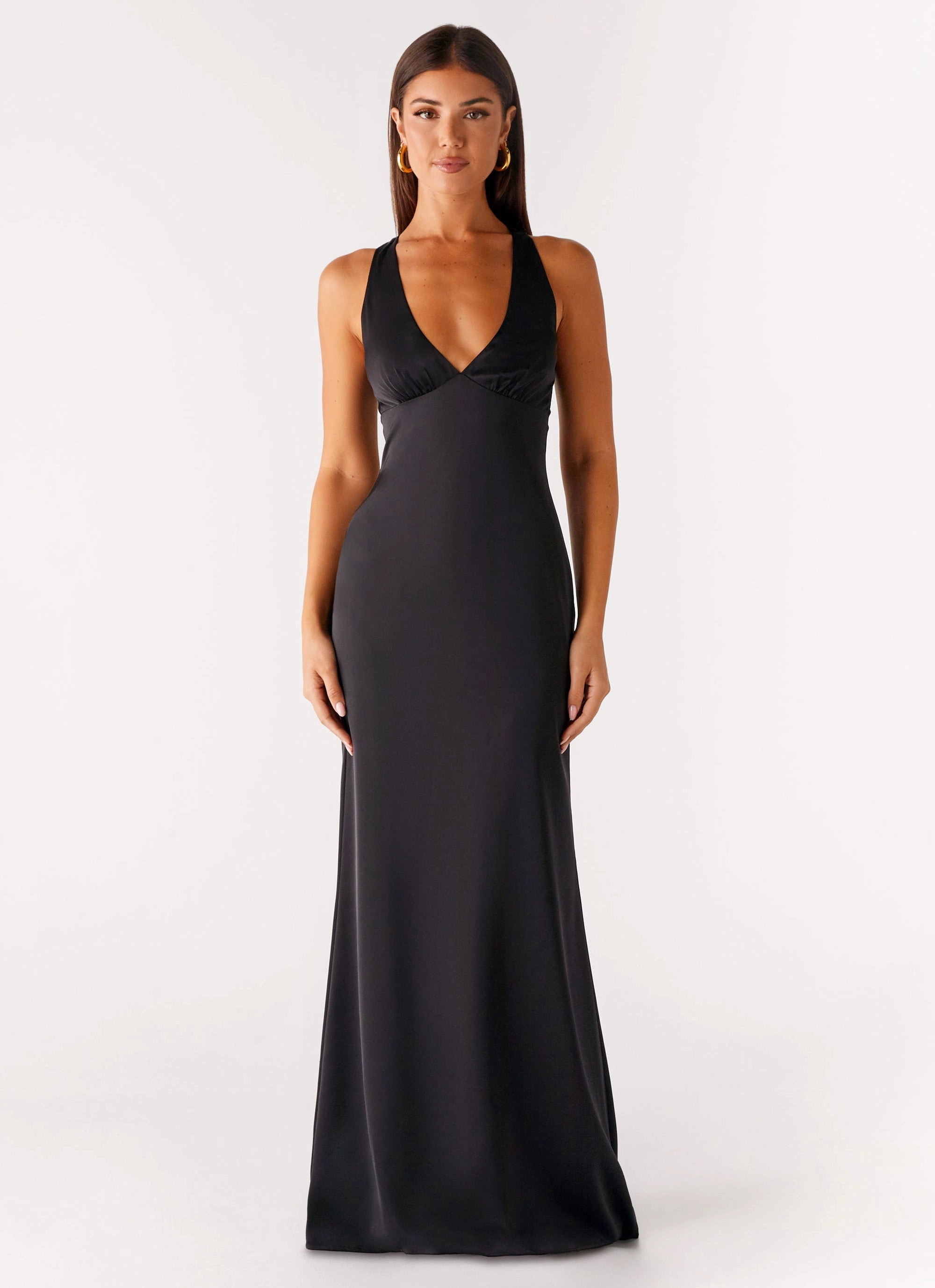 Sleek Fit Desi Halterneck Maxi Dress - Black