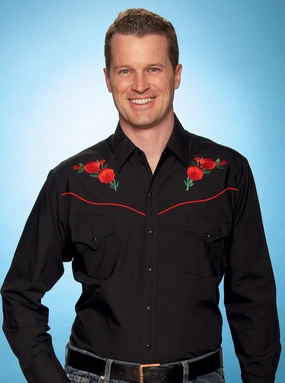 Ombre look Ely & Walker Mens Rose Black Western Shirt L/S Poly/Cotton