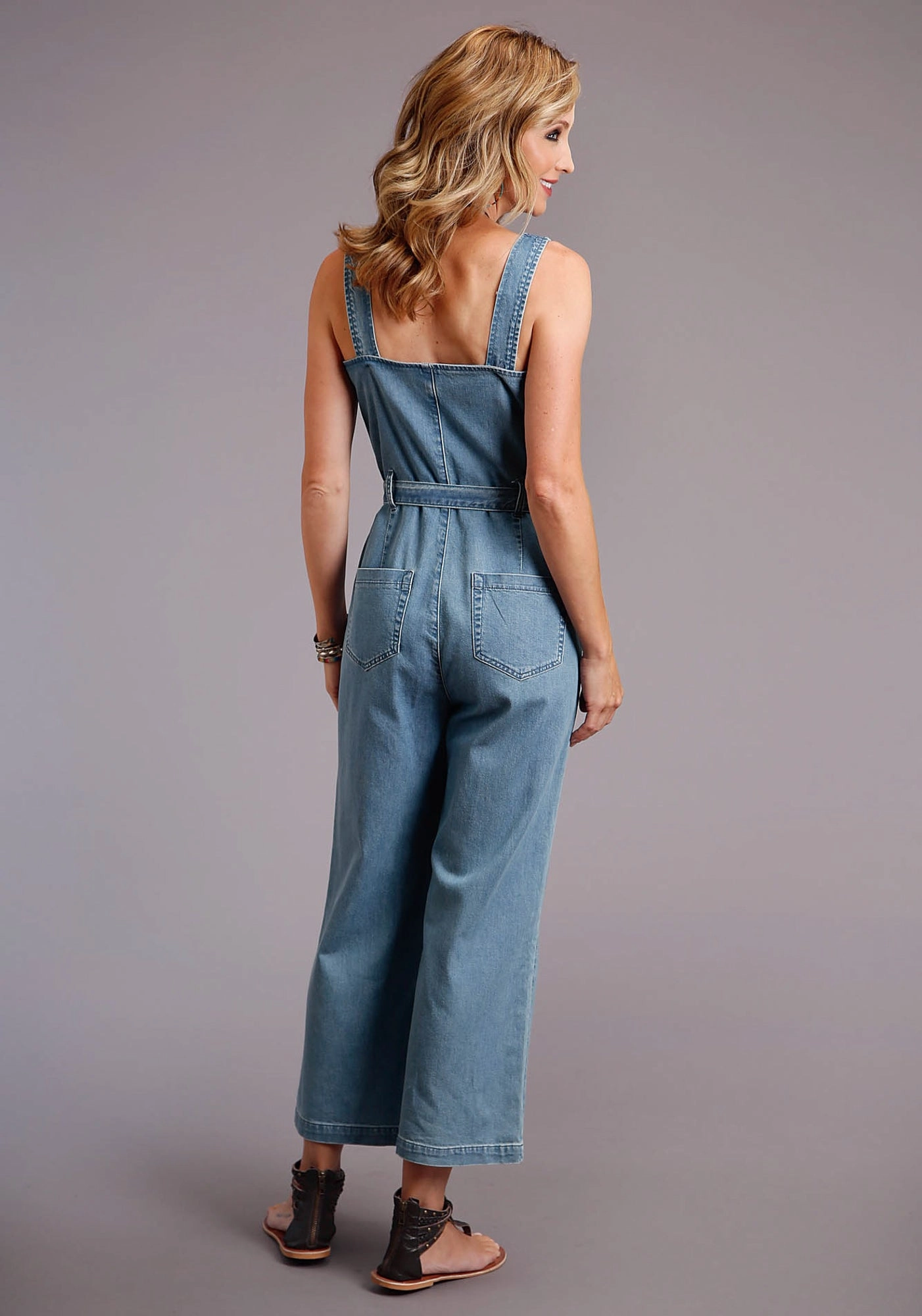 Stetson Womens Blue Denim Tank-Style S/L Jumper Modern Outfit Simple Outfit