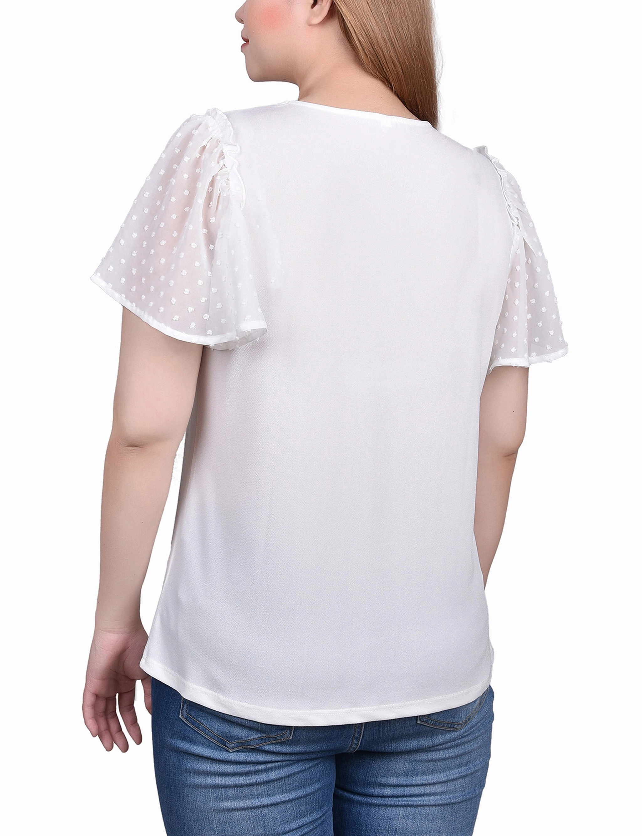 Clip Dot Flutter Sleeve Top Laidback Mood Fresh Layer