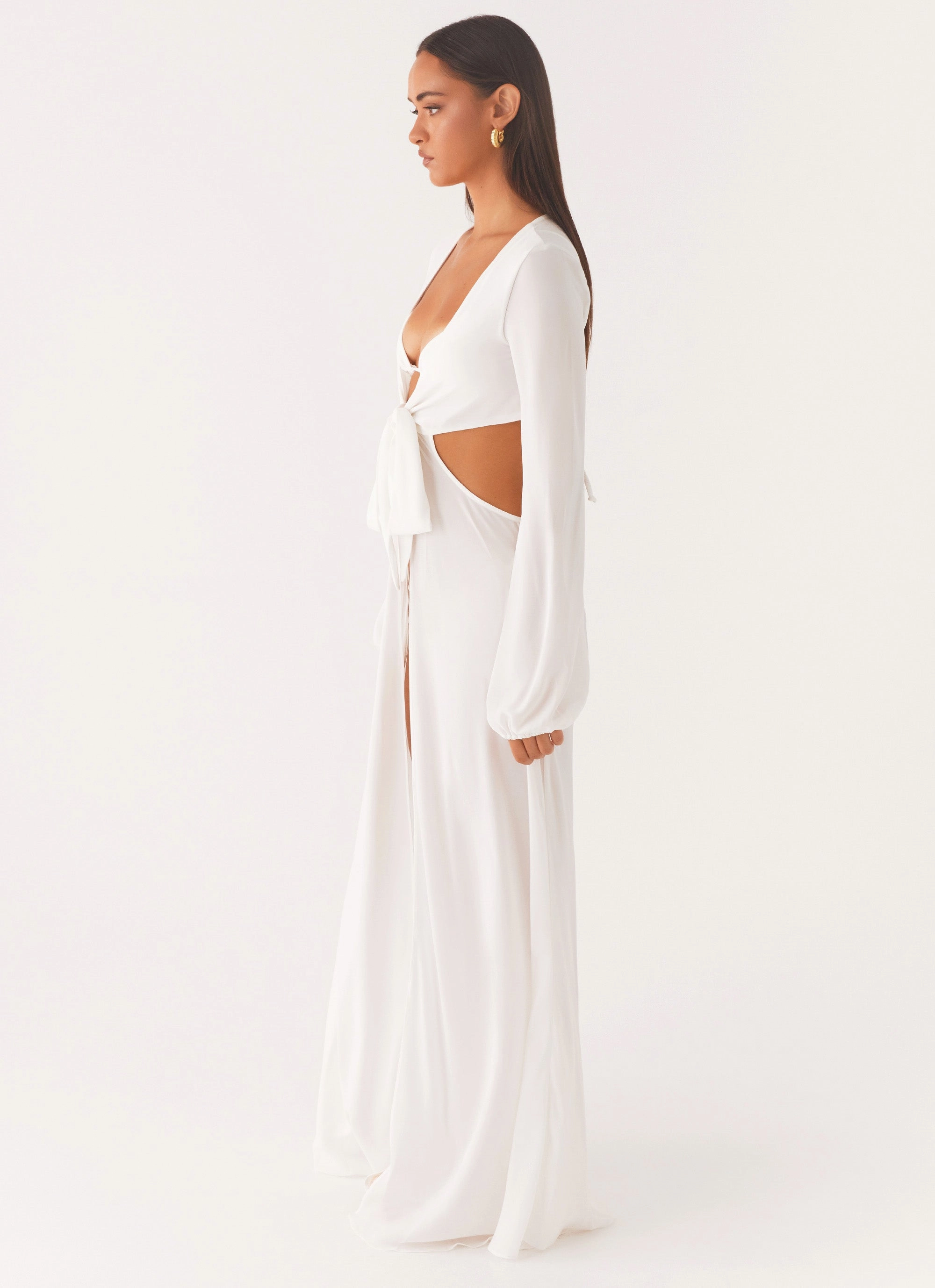 High Hemline All Day Coastal Maxi Dress - White