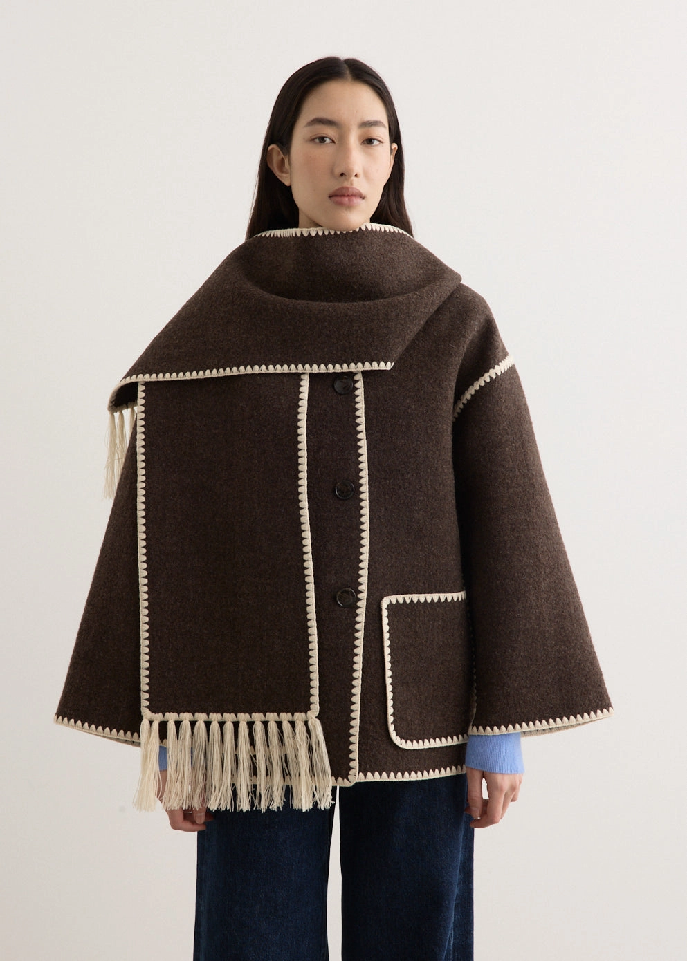 Embroidered Scarf Jacket Simple Form Easy Draping