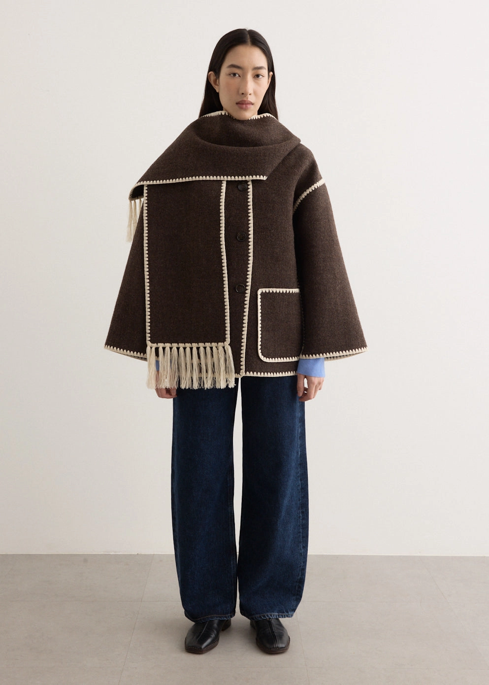 Embroidered Scarf Jacket OdorControl Treatment Waterproof Coating