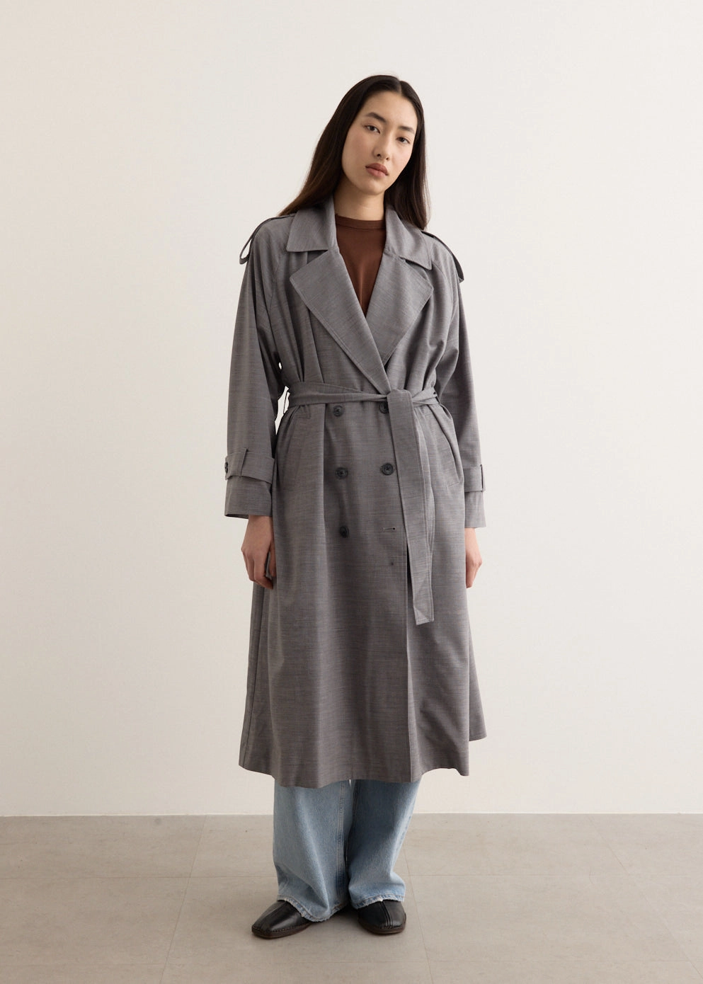 Midnight Tailored Trench Coat Shrink Resistant Treatment Reinforced Seam Durability