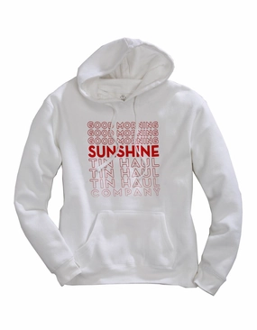 Versatile Layers Quick Wear Tin Haul Womens White/Red Cotton Blend Good Morning Sunshine Hoodie