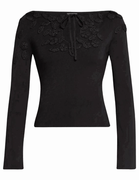 Cult Gaia Livie Crochet Flower Knit Top Warm Winter Wear Stretch Knit Technology