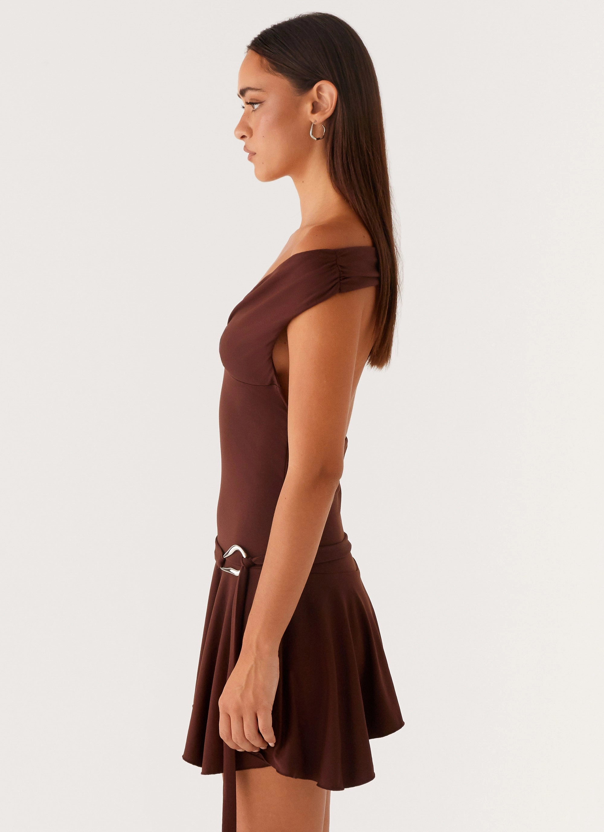 Bare Arm Saffira Mini Dress - Chocolate