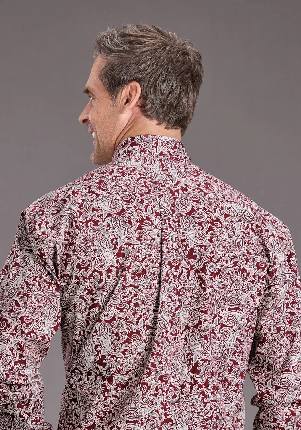 Stetson Mens 2393 Paisley Wine 100% Cotton 1 Pkt L/S Shirt Lakeside Relaxation
