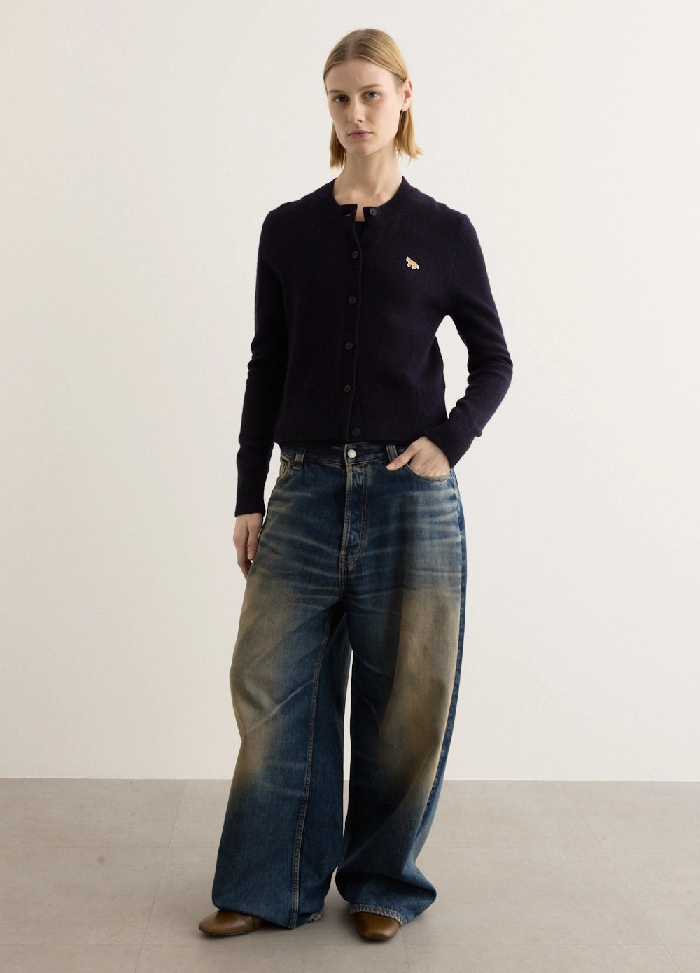 Baby Fox Patch Fitted Cardigan Minimal Warmth