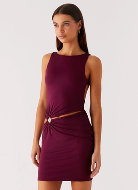 Velvet Wine Mini Dress - Boysenberry Stylish Touch