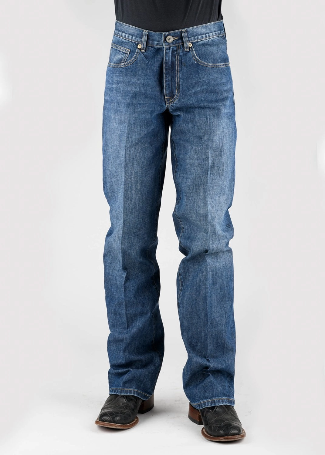 Stetson Mens 1312 Modern Seams Back Blue 100% Cotton Jeans Functional Fit Adjustable Belt Loops