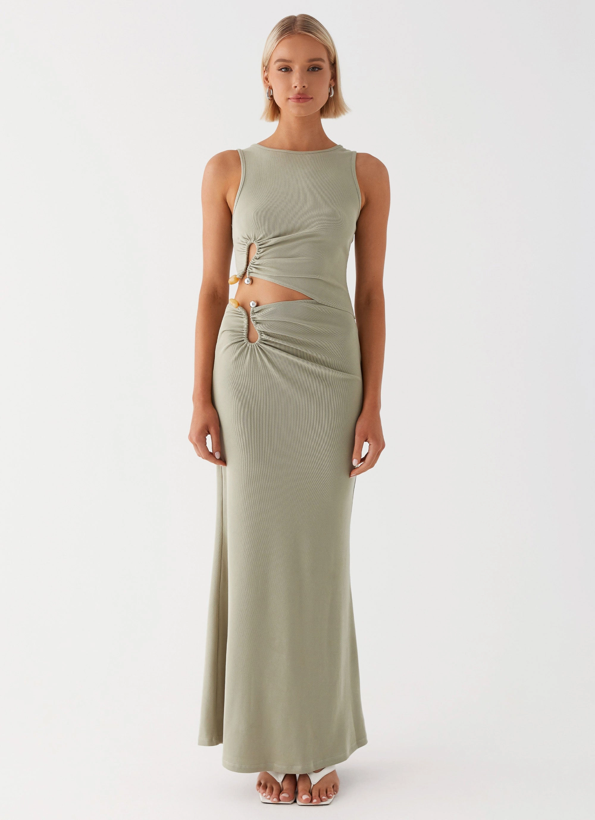Luxe Fit Sleek long-sleeve dress Lennox Maxi Dress - Sage
