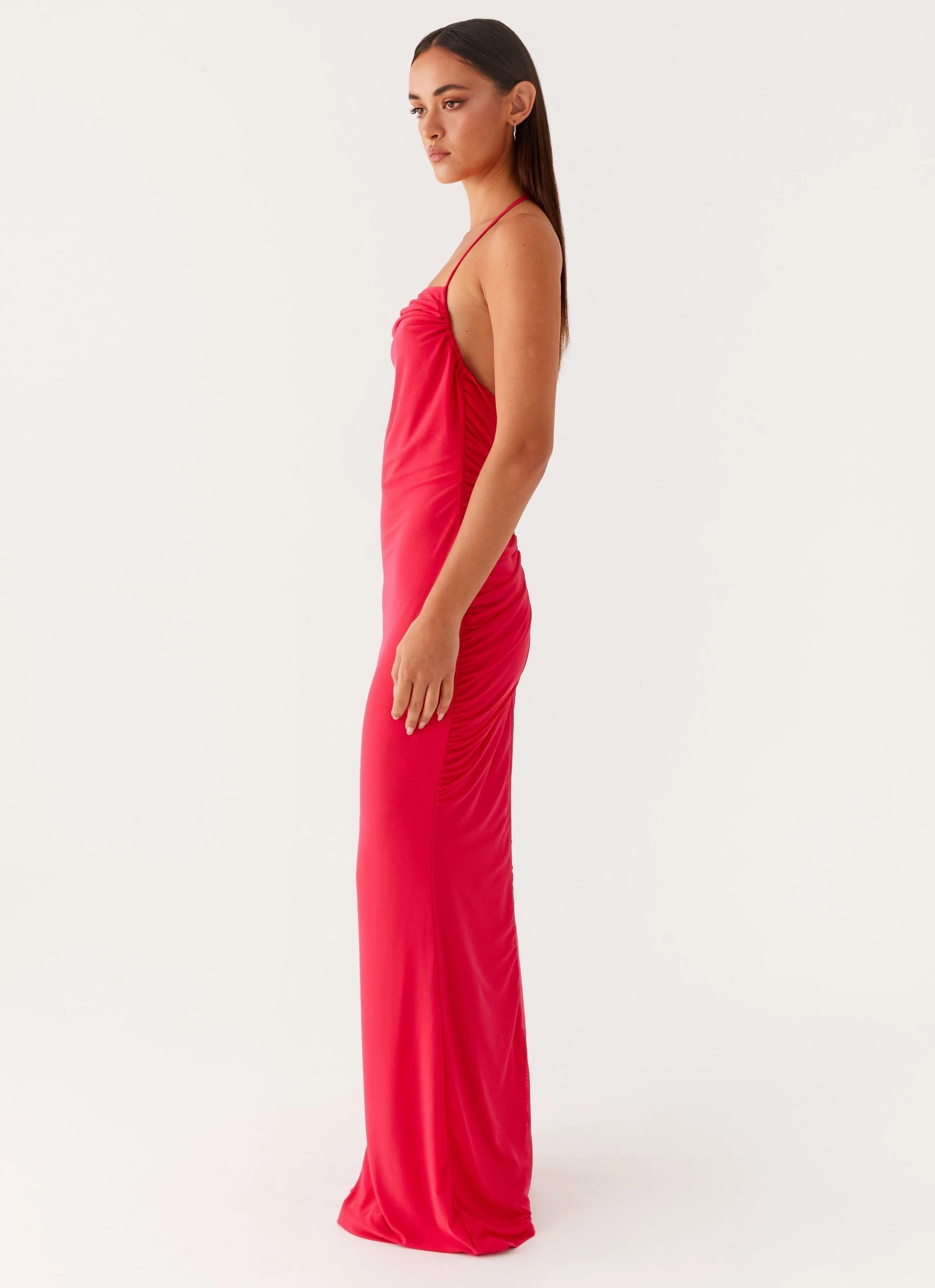 Edgy-Look Delicate Finish Amari Maxi Dress - Raspberry
