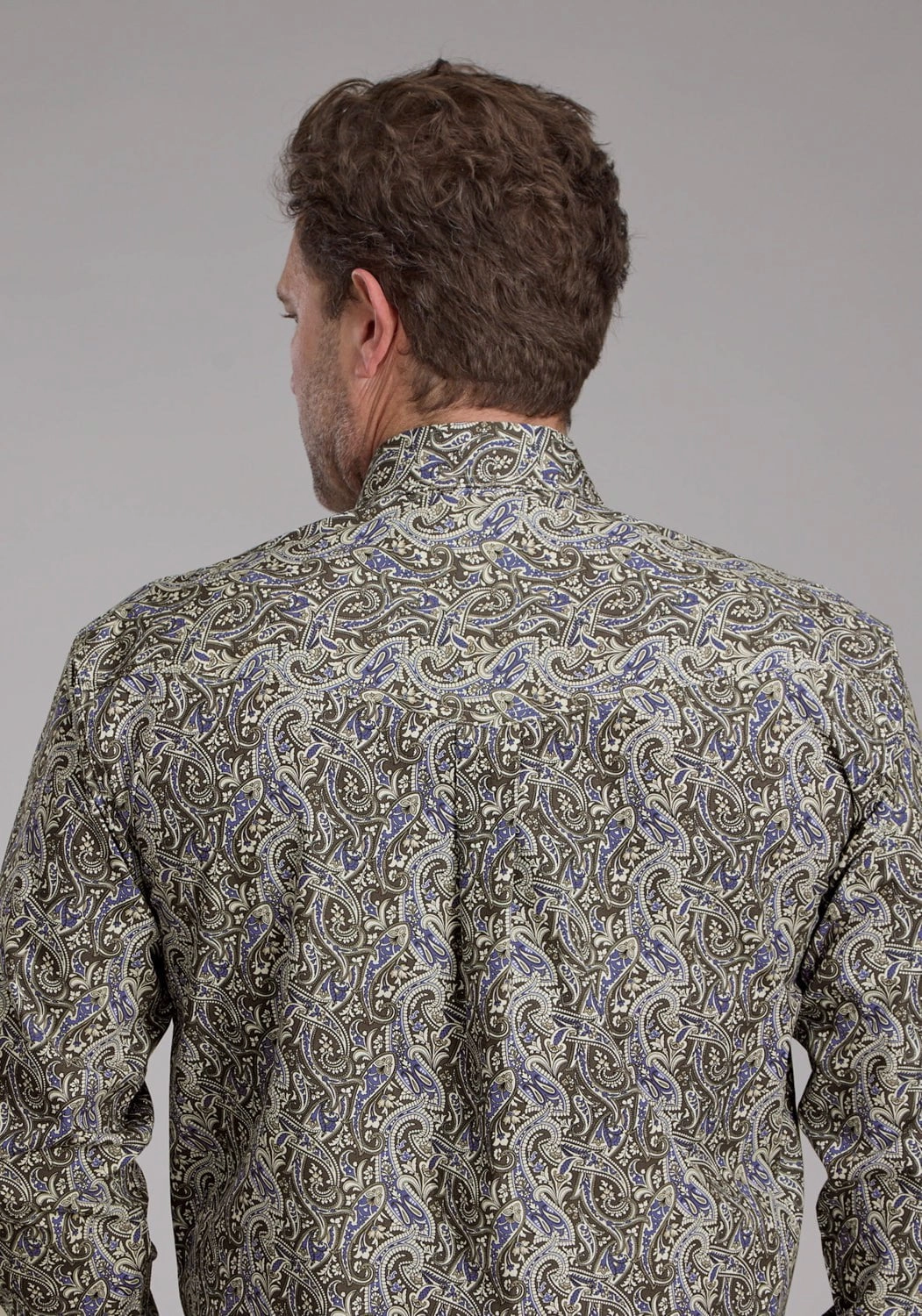 Roper Mens 2383 Paisley Stone 100% Cotton Btn L/S Shirt Sophisticated Style Cocktail Party