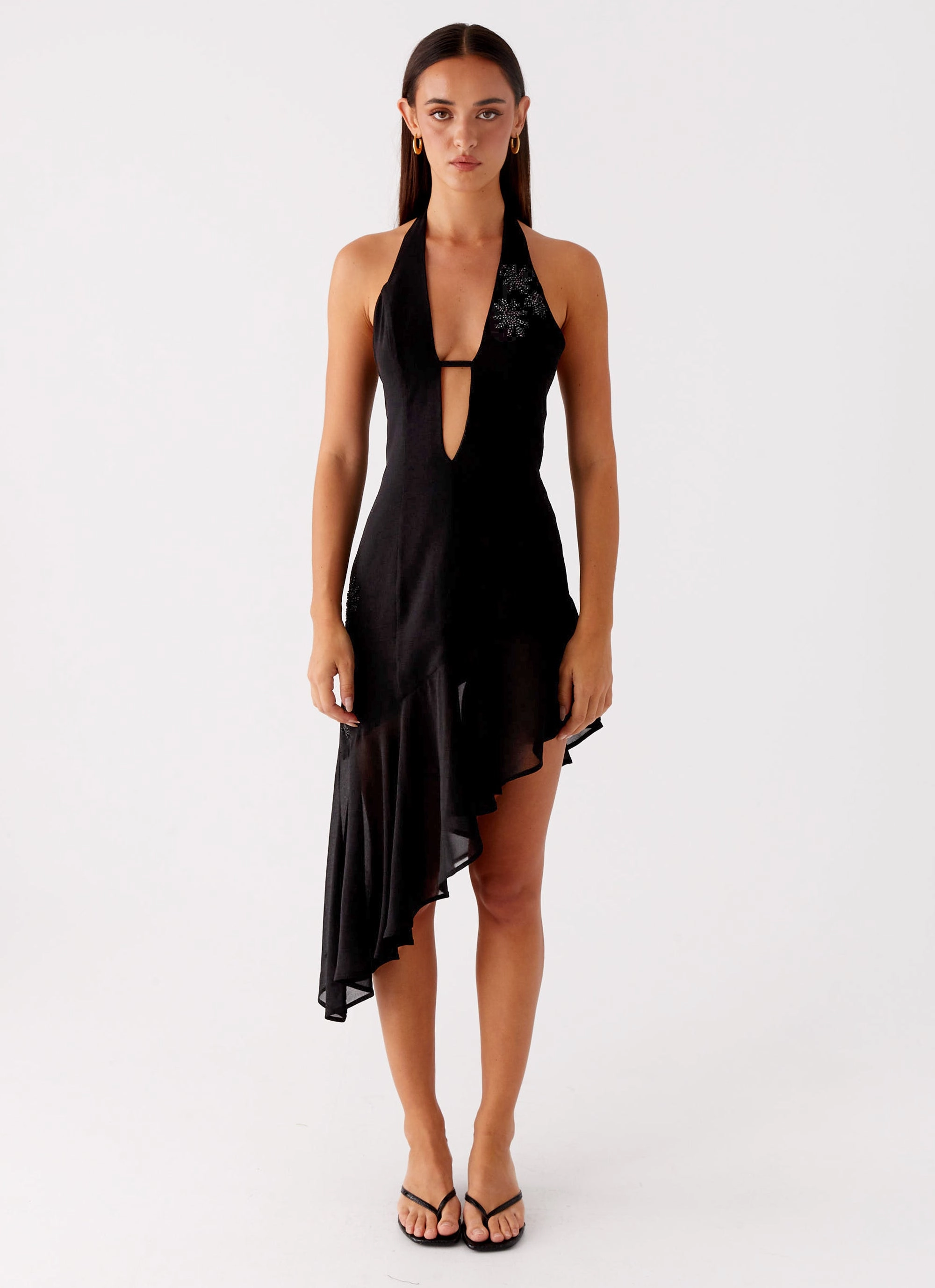 Clean Slate Midi Dress - Black Nature Inspired