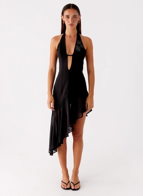 Clean Slate Midi Dress - Black Nature Inspired