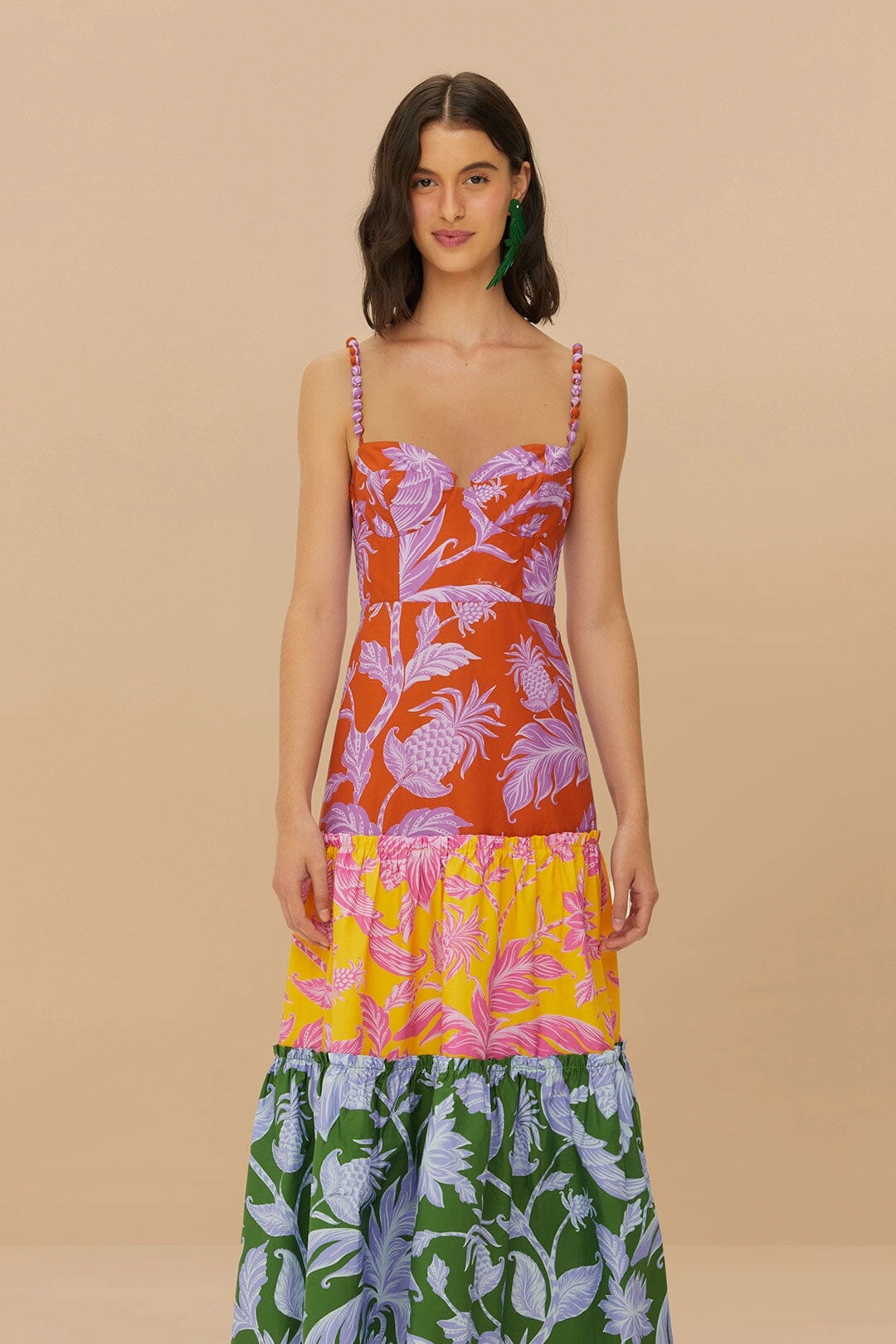 Tropical Swing Sleeveless Midi Dress in Mixed Trendy floral dress Mood Edge