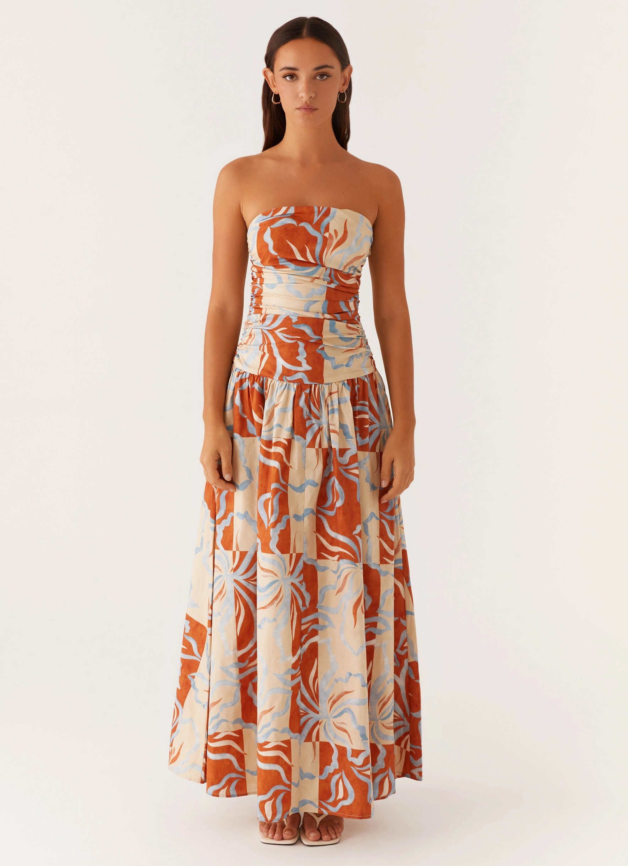 Blush Glow Style Option Carmel Maxi Dress - Orange Blue Floral