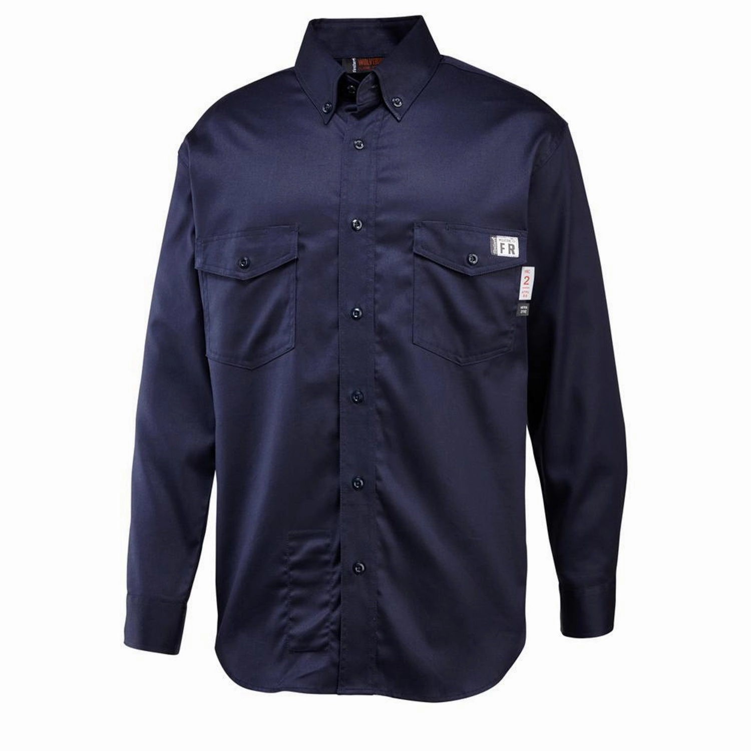 Wolverine Mens Navy Cotton Blend Firezero FR Twill L/S Shirt Seamless Sides