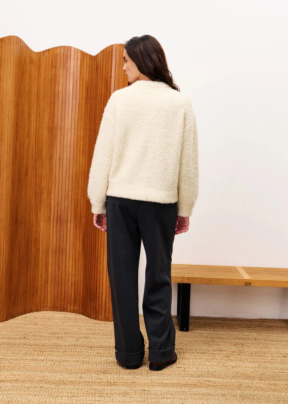 Knit texture FRNCH Selkirk Cardigan - Cream