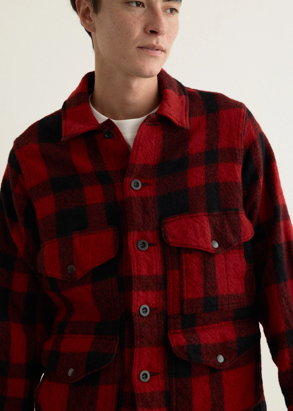 Filson Wool Check Garment Dyed Jacket SeamSealed Edges Comfort Flex Fit