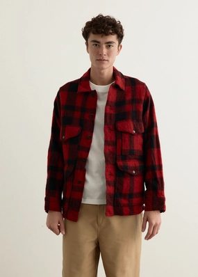 Filson Wool Check Garment Dyed Jacket Layered Wind Barrier Cozy Fit