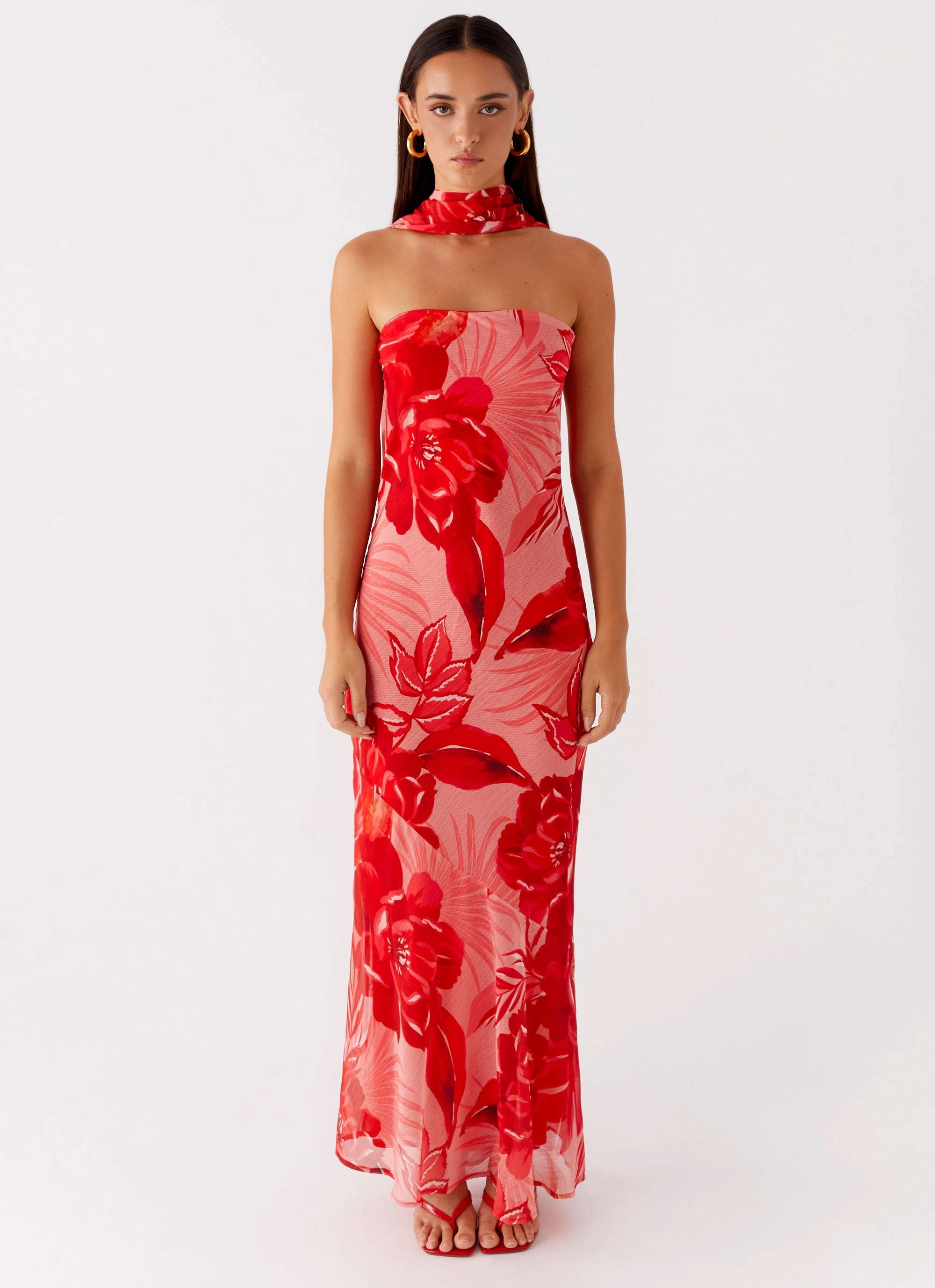 Under The Pagoda Maxi Dress - Sicily Sunsets Print Classic Wear Feminine Charm