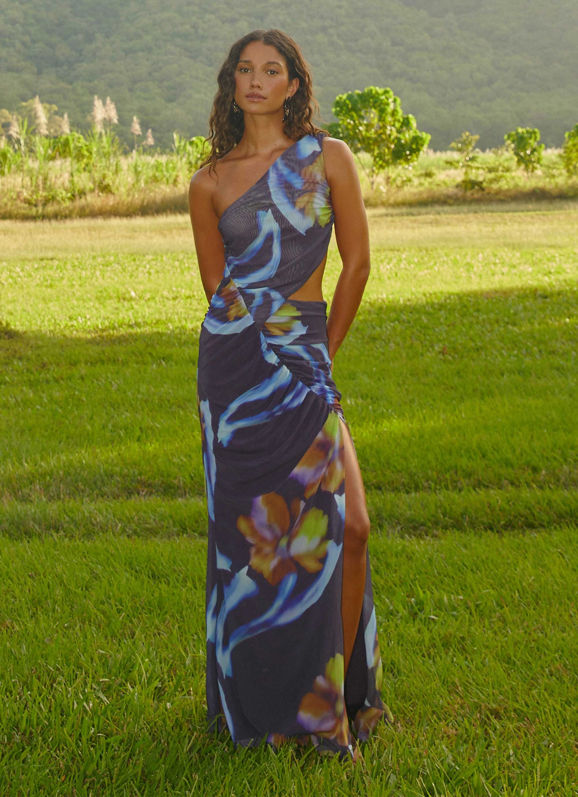 Zanzibar Maxi Dress - Dark Floral Bold Pattern