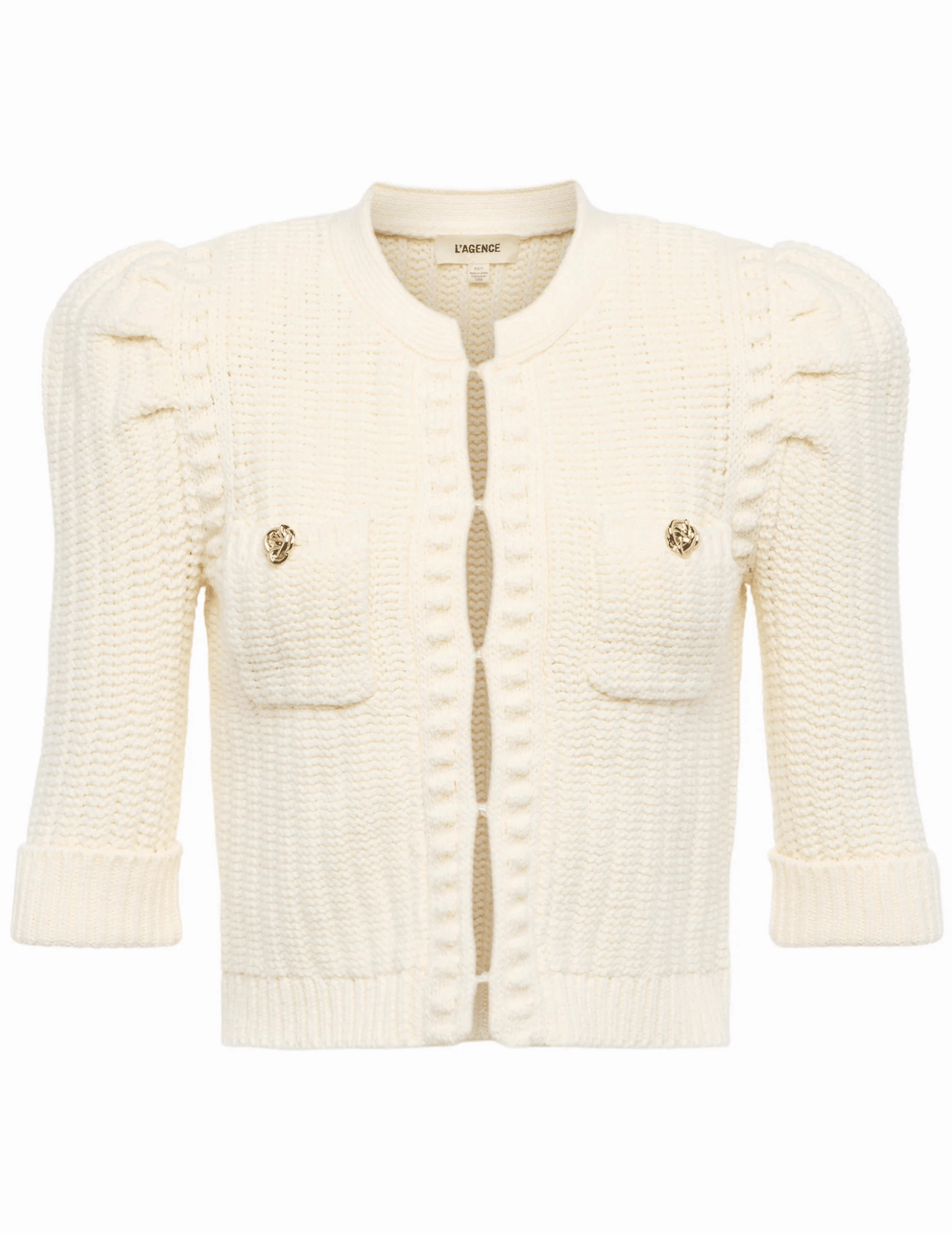 L'Agence Delilah Cropped Textured Cardigan Winter Knitwear