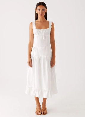Quinn Midi Dress - White Chic Balance Walk Easy