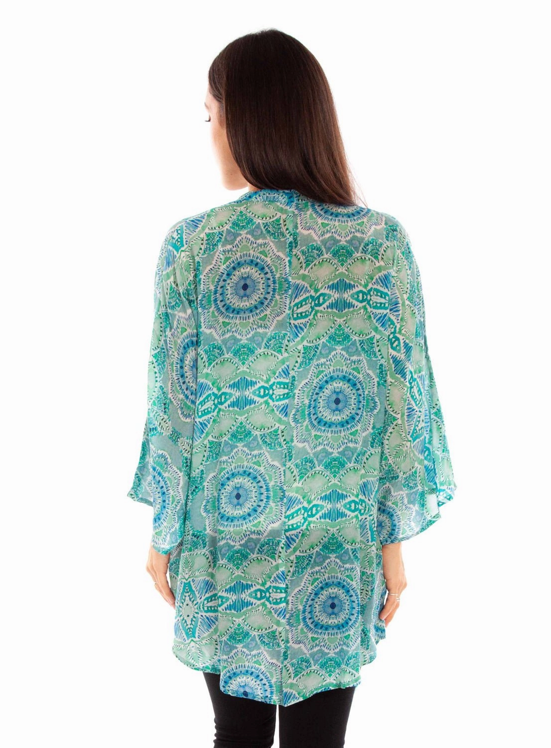 Scully Womens Beautiful Print Aqua Viscose Kimono Comfortable apparel Comfort Choice