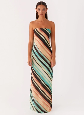 Pleat Breeze Classic Wardrobe Piece Como Maxi Dress - Stripe