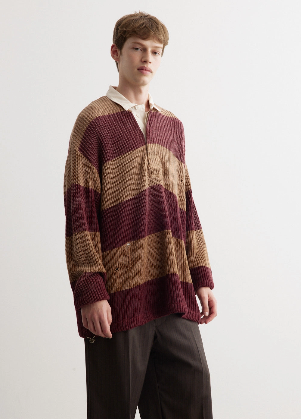 Pocket Details Everyday Layer Style 5G Cotton Knit Rugger Shirt