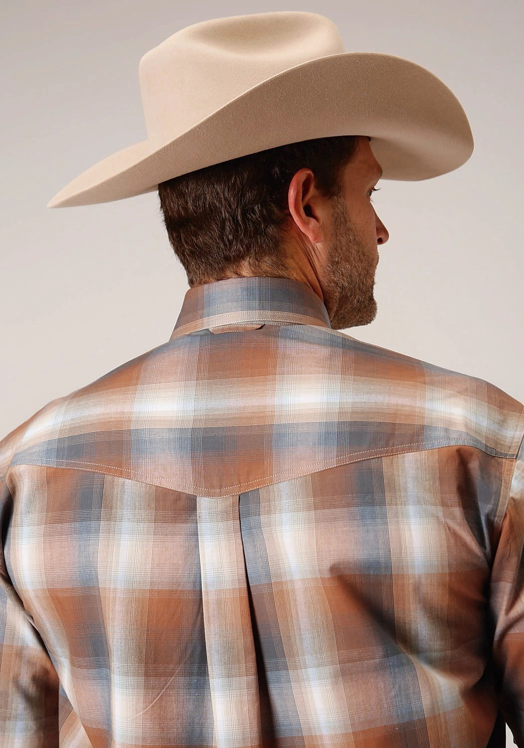 Roper Mens 1458 Copper Ombre Rust 100% Cotton Btn S/S Shirt Black Tie Optional