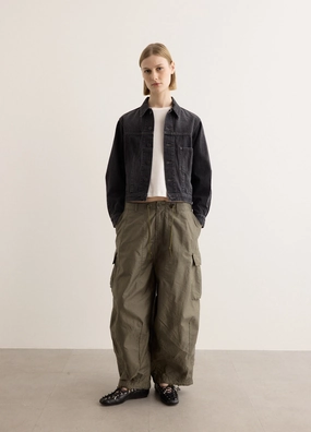 Quilted Stitching Pattern Darts Bottom Jean Jacket