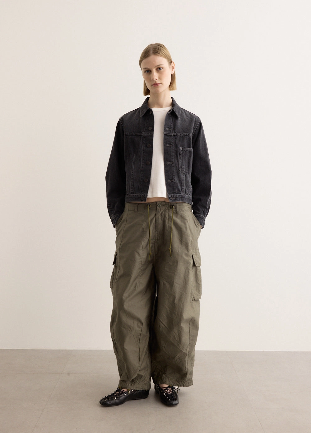 Quilted Stitching Pattern Darts Bottom Jean Jacket