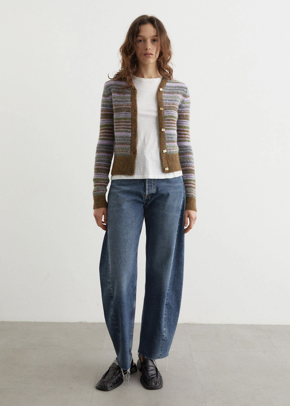 Surface Pilling Resistant Soft Wool Stripe Cardigan