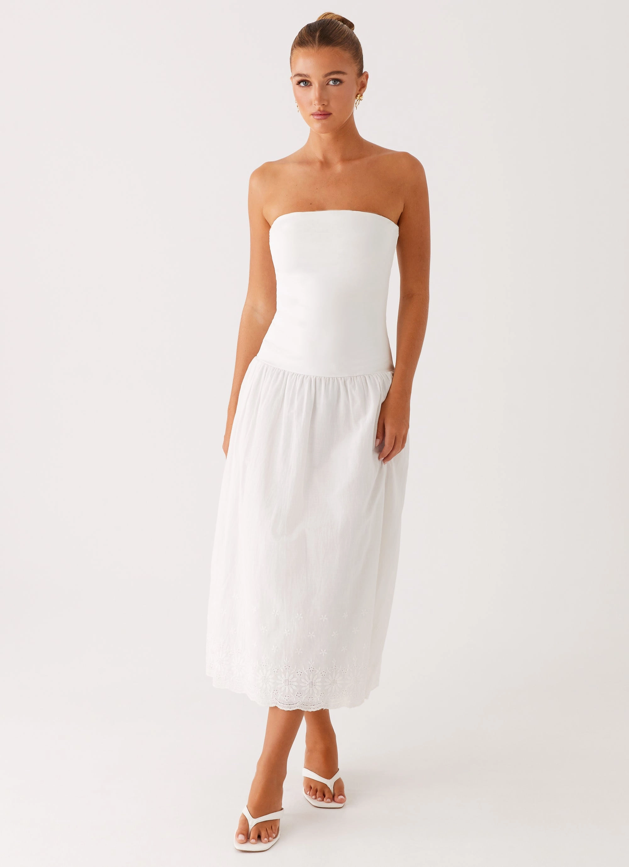 Cherry Skies Midi Dress - White Understated Elegance