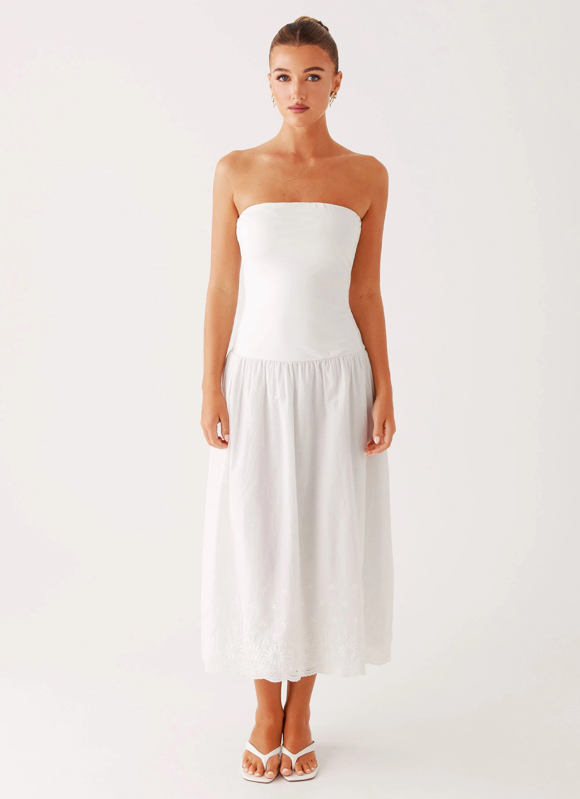 Cherry Skies Midi Dress - White Daywear Mood Comfortable Style