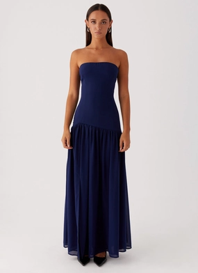 Eden Strapless Maxi Dress - Navy Fall Style
